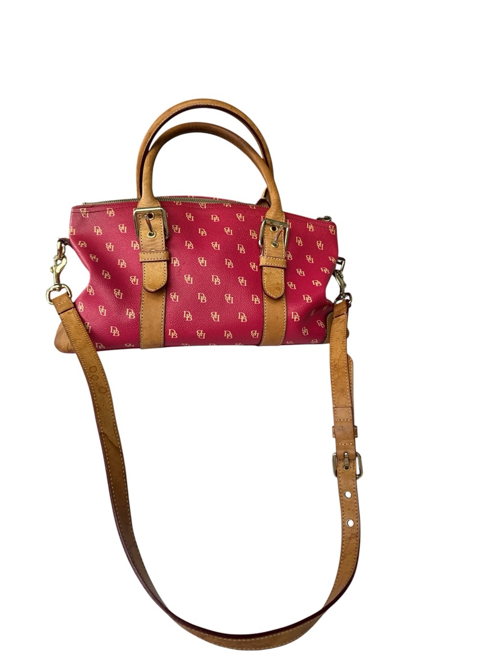 Vintage Dooney & Bourke Pebble Leather Satchel Berry Pink DB Logo Coquette Bag